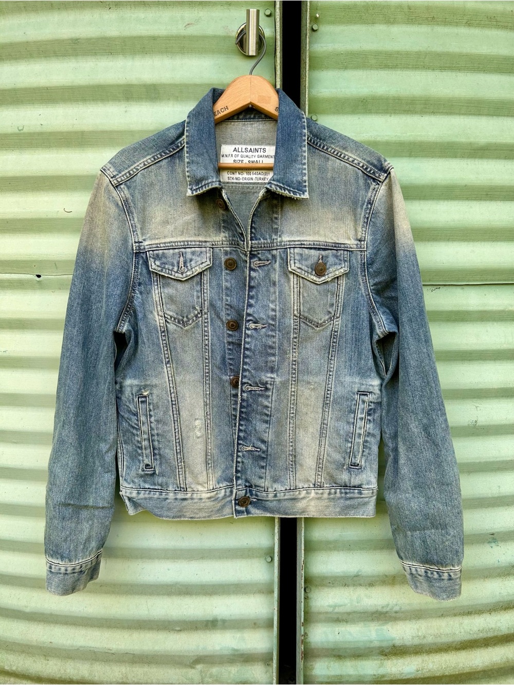 AllSaints Light Blue Faded Denim Trucker Jacket